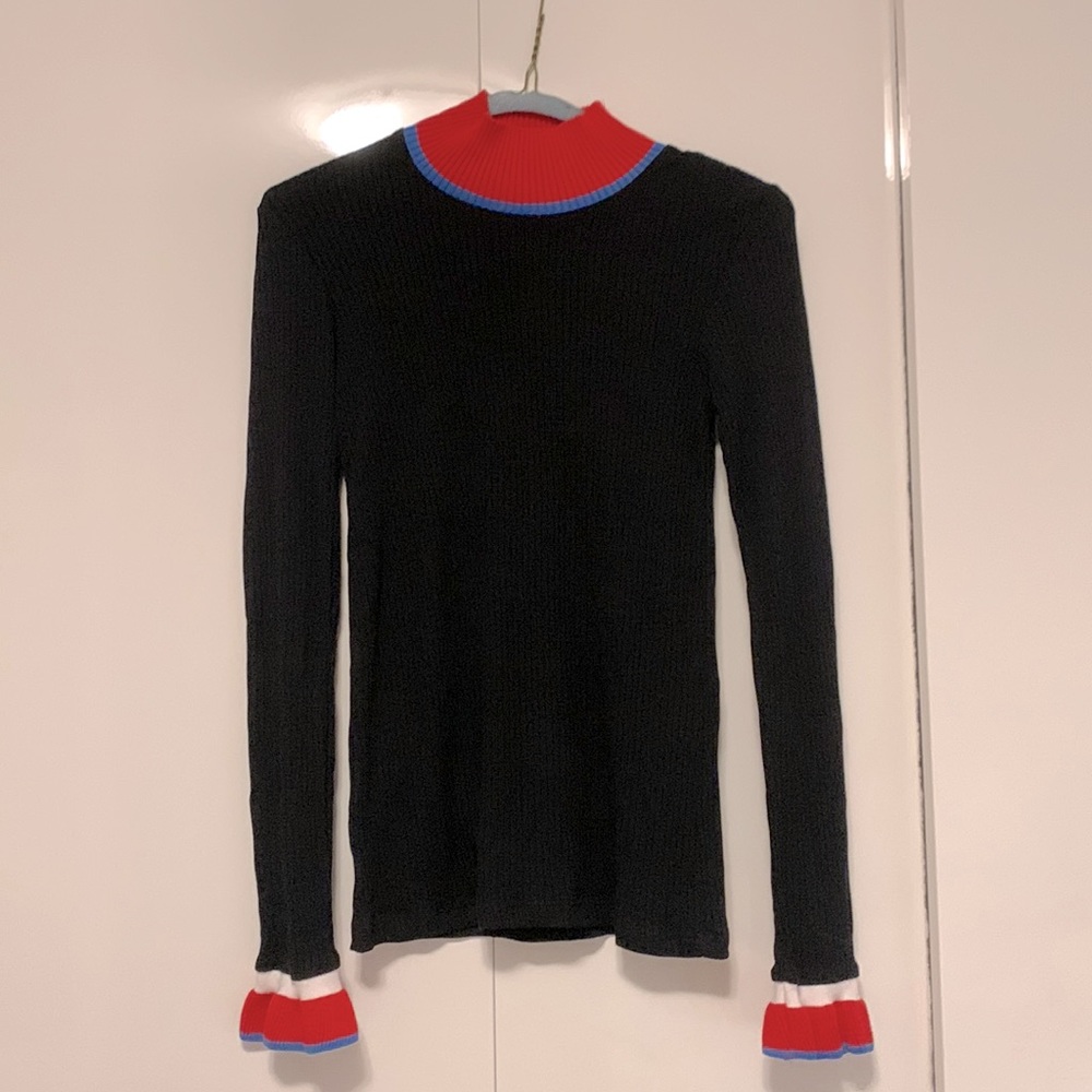 Zara ribbed long ruffle sleeve ski resort top xs